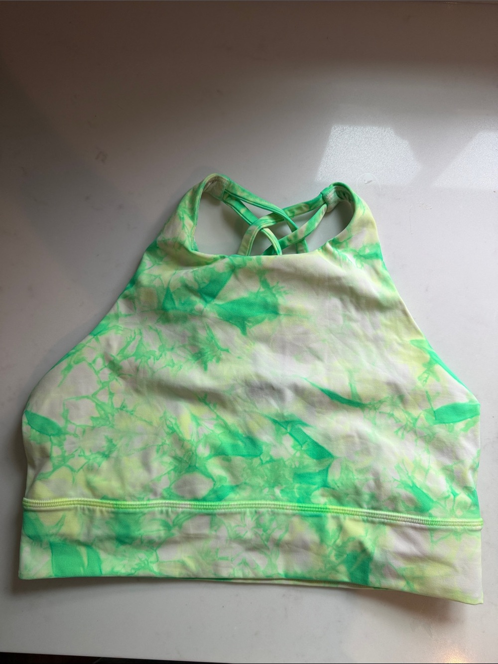 Lululemon Green Tie-Dye High Neck Sports Bra